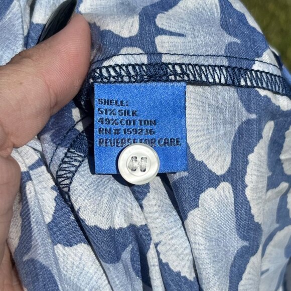 J. McLaughlin Janelle Gingko Print Silk Cotton Blend Tiered Dress Size S - Picture 5 of 9